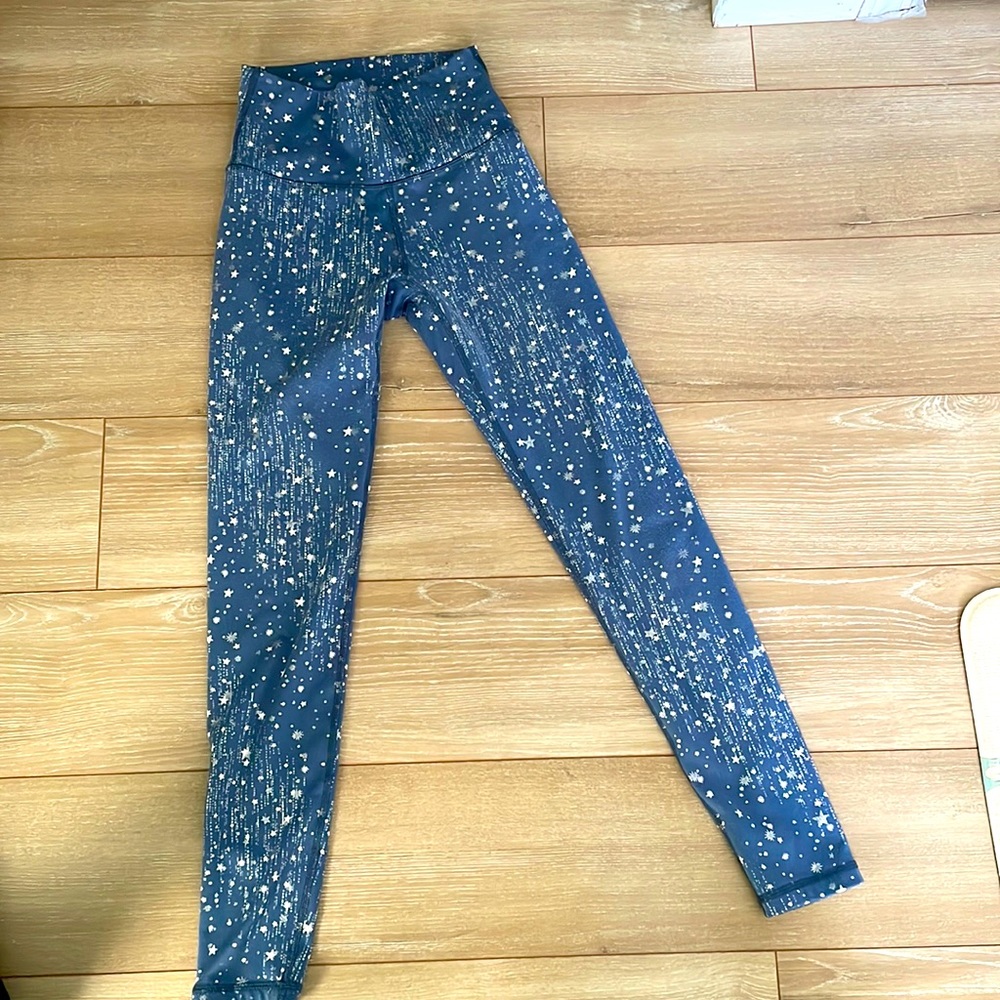 Blue Silver Starry Aerie Chill Play Move Leggings Size Small